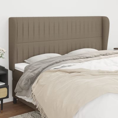 vidaXL - Hoofdbord - met - randen - 163x23x118/128 - cm - stof - taupe