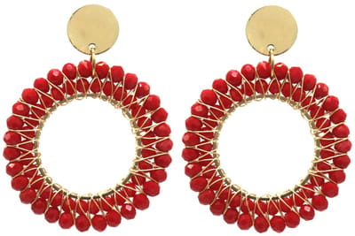 Oorbellen met Glaskralen - 5 cm - Rood