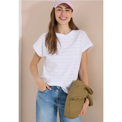 Shirt met boothals en textuur