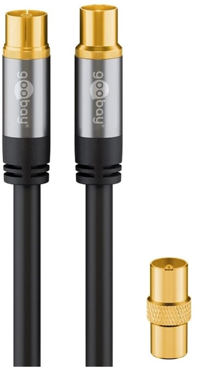 Goobay IEC (m) - IEC (v/m) coaxkabel | recht | verguld | zwart | 1 meter