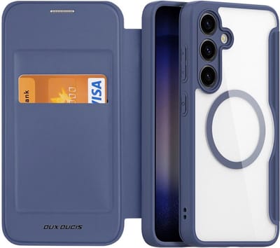 Dux Ducis - Telefoonhoesje geschikt voor Samsung Galaxy S24 Plus - Hoesje geschikt voor Magsafe Magneet - Skin X Pro Book Case Series - Donker Blauw
