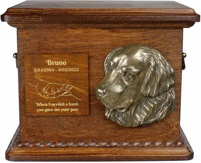 Gepersonaliseerde urn voor hondenas met bas-reliëf - Golden Retriever