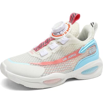 Ouder-kind schoenen dames nieuwe herfst dikke zool hardlopen draaiknop kinderen sport casual schoenen voor meisjes en jongens 40 white