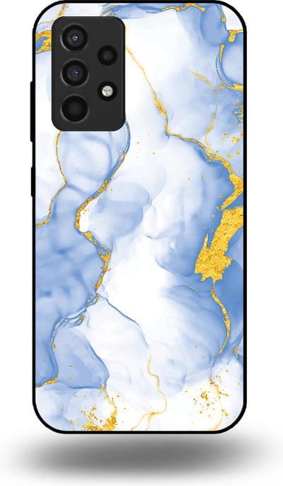 Smartphonica Telefoonhoesje Geschikt voor Samsung Galaxy A52s 5G met Lichtblauw Goud Marmer Opdruk - TPU Backcover Case Lightblue Gold Marble Design geschikt voor Samsung Galaxy A52s 5G