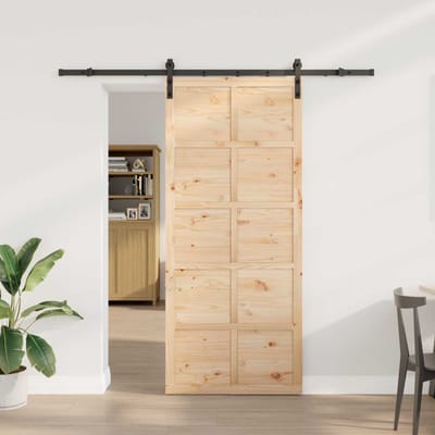 vidaXL - Schuifdeur - Naturel - 100 - x - 208 - cm - Massief - grenenhout