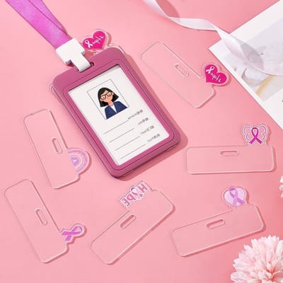 24 Stuks 6 Stijlen Roze Lint Badge Toppers voor Verpleegkundige Cadeau - Schattige Badges en Decoratieve Referentiekaarten voor Artsen en Verpleegkundigen 7x4 Inch