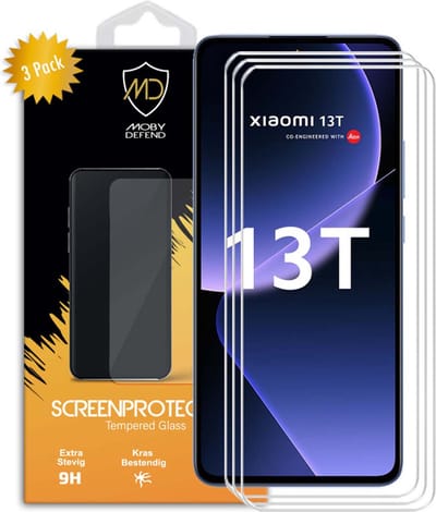 3-Pack MobyDefend Screenprotectors - Geschikt voor Xiaomi 13T - Case-Friendly Screensavers - Gehard Glas