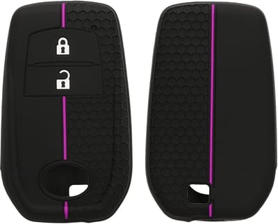 kwmobile autosleutel hoesje geschikt voor Toyota 2/3 Button Aygo Yaris Cross RAV4 GR 2020-2024 hoes - Siliconen autosleutel behuizing - Auto sleutel case met honingraat - Sleuteletui in zwart / paars