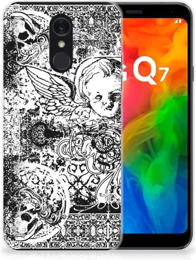 Silicone Back Case LG Q7 Skulls Angel