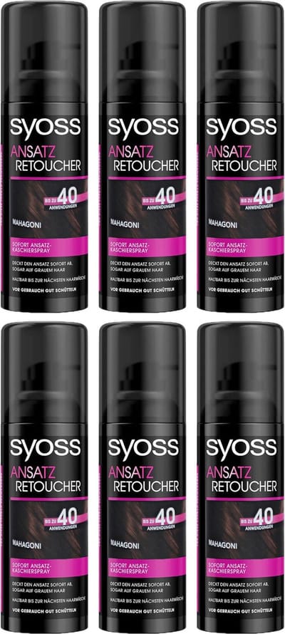 Syoss Uitgroeispray - Donker Mahonie - Voordeelverpakking 6 x 120 ml