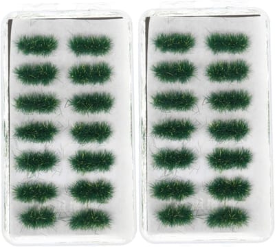 Kunstgras Struiken - Miniatuur Plantenbos - Modelbouw Landschap - Realistisch Uiterlijk - 2x 11x6.2CM - Groen