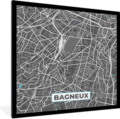 Fotolijst incl. Poster - Bagneux - Frankrijk - Plattegrond - Stadskaart - Kaart - 40x40 cm - Posterlijst