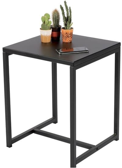 Urban Living Bijzettafel/salontafel Mambo - zwart - metaal - vierkant - 40 x 40 x 50 cm - Koffietafel