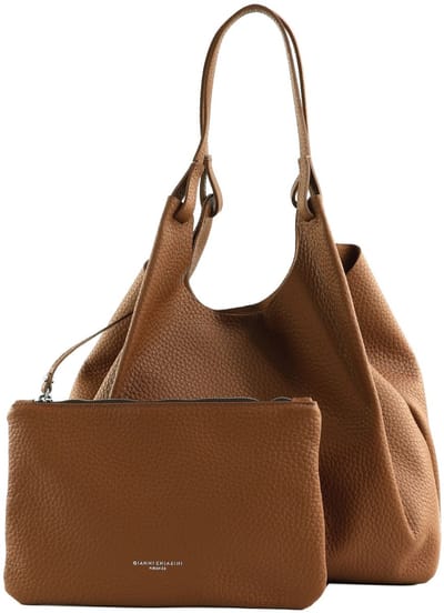 GIANNI CHIARINI Leren shopper schoudertas Dua Shopping Bag Noce bruine