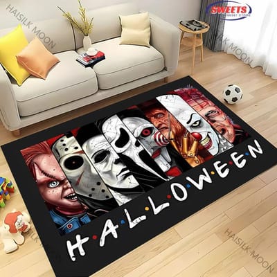 3D Halloween Horror Thriller Thema Tapijt Woonkamer Slaapkamer Bank Groot Oppervlak Decoratieve Mat Zacht Antislip Vier Seizoenen Kleed Cadeau 40x60cm (16x24in)