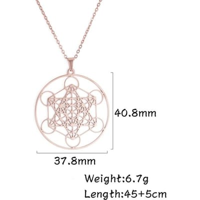 Aartsengel Michael Metatron Kubus Ketting Voor Mannen Vrouwen Bloem Van Het Leven Roestvrij Staal Magische Hexagram Hangers Spirituele Sieraden white