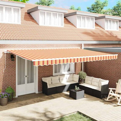 vidaXL - Uitschuifbare - luifel - Geel - en - Oranje - 500 - x - 300 - x - 165 - cm
