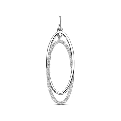 Zilveren gerhodineerde hanger zirkonia 50 mm - 1341671