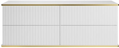 Vente-unique Hangmeubel met ribbels voor onder wastafel met goudkleurige rand - 150 cm - KELIZA