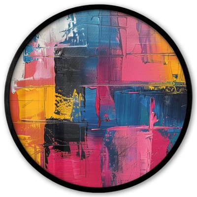 Poster in lijst Rond - Fotolijst 40x40 cm - Posters - Verflook - Kunst - Modern - Abstract - Ronde posterlijst zwart - Decoratie - Wanddecoratie woonkamer - Muurdecoratie slaapkamer