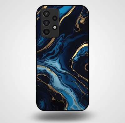 Smartphonica Telefoonhoesje voor Samsung Galaxy A52 5G met marmer opdruk - TPU backcover case marble design - Goud Blauw geschikt voor Samsung Galaxy A52 5G