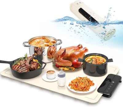 Elektrische Warmhoudplaat voor Eten & Dranken – Opvouwbare Food Warmer Mat – 3 Temperatuurstanden – Snelle Opwarming – Veilig & Energiezuinig – Warmhoudplaat Keuken voor Borden, Pannen en Kopjes