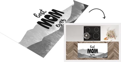 Keukenloper - Loper keuken - Spreuken - Quotes Best Mom Ever - Moederdag - Mama cadeau - zwart wit - 120x60 cm - Keukenloper vinyl