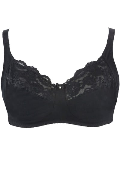 Yours Katoenen Bh Zonder Beugel Met Kant Detail In Zwart Bestsellersize 95E