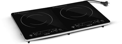 Brunner Hot Point Draagbare Dubbele Inductiekookplaat - 2 Kookzones met Touchbediening - 3500W - Ultra Plat & Lichtgewicht - Glaskeramisch - Voor Camping, Camper & Klein Keukenformaat - Energiezuinig & Compact