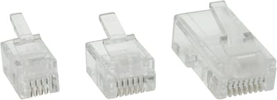 RJ11 krimp connectoren (6P4C) voor platte telefoonkabel - 100 stuks / transparant