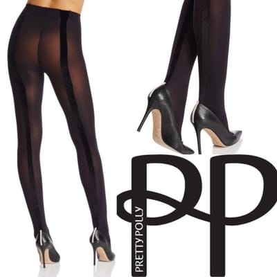 Pretty Polly Panty - Fashion - Velvet Backseam - Naad - Dikke - Opaque - 60 Den. - S/M - Zwart