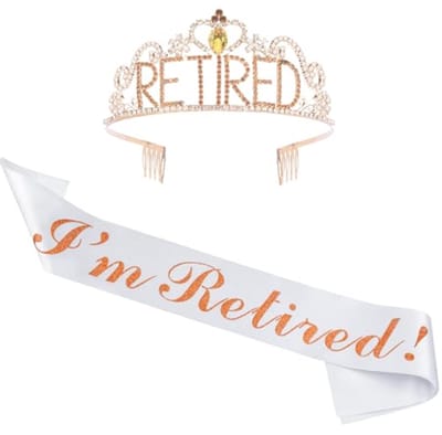 Elegant pensioenfeestdecoraties voor vrouwen - strass kroon en satijnen sjerp als cadeau