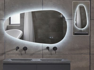 Mawialux LED Badkamerspiegel  - Dimbaar - 139x64cm - Asymmetrisch - Horizontaal verticaal - Verwarming - Digitale klok - Ana