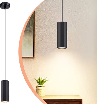 NETTLIFE Hanglamp Zwart 1-lichts - GU10 Pendellamp Modern Industrial - Metaal Hangeleuchte - voor Woonkamer Eetkamer Keuken & Slaapkamer-excl. lichtbron