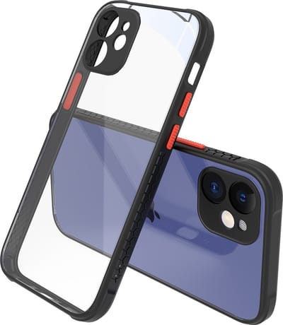 Peachy Clear kunststof hoesje geschikt voor iPhone 12 mini - transparant met zwart