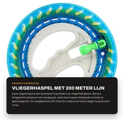 Dailygoods- Vliegerhaspel Lichtgewicht Ontwerp - Vliegwinder - Vliegeraccessoires - 200 Meter Lijn - Vergrendelfunctie - Geschikt voor Kinderen en Volwassenen - Vliegerlijn