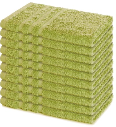 Lavea® Set van 10 handdoeken 30x50 cm, 100% katoen – Zacht en absorberend – Voor thuis, hotel, spa en gasten – Perfect als handdoek / gastendoekje – Lindegroen