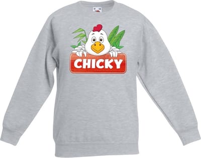 Chicky de kip sweater grijs voor kinderen - unisex - kippen trui - kinderkleding / kleding 98/104