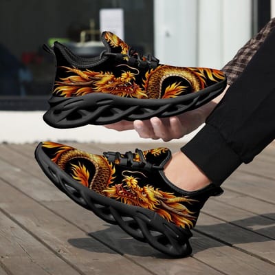 Draak Thema Sneakers Heren Ademend Lichtgewicht Lage Top Veterschoenen Dames Hardlopen Wandelen Casual Sportschoenen 42 white