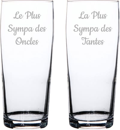 Bierfluitje gegraveerd - 19cl - Le Plus Sympa des Oncles & La Plus Sympa des Tantes