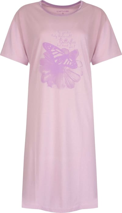 Temptation Dames Nachthemd - Bigshirt - 100% Katoen - Paars - Maat S