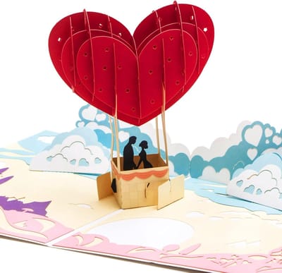 Handgemaakte 3D Pop-Up Kaart Hart - Unieke Wenskaart voor Verjaardag, Jubileum en Valentijn