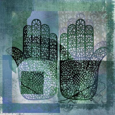 Safaary - Oosterse schilderij Mehndi hands Dai Turquoise