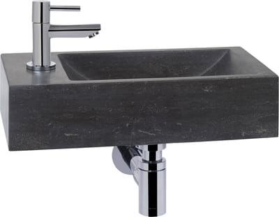 Saqu Nature fonteinset met chromen kraan links natuursteen