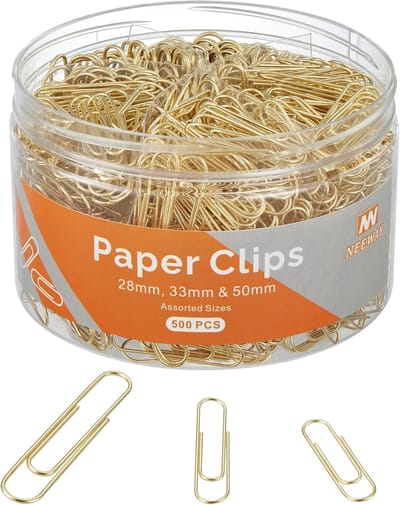 Gouden Paperclips - Klemmen Clips - Papieren Organiseren - Roestbestendige Coating - 500 stuks - Goud