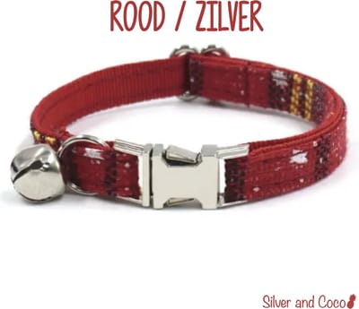 SilverAndCoco® - Katten Kerst Halsband met Bel | Kat Kitten Kerstmis Feest Versiering | Kattenhalsband Kerstman Zilveren | Kleding Decoratie Pakket | Rode Kerstman Feest Set Huisdier Cadeau Kerst Cadeautje - Rood / Zilver