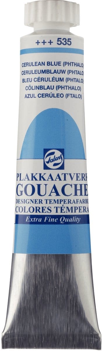 Plakkaatverf - 535 Ceruleumblauw (Phtalo) - Gouache extra fine - Talens - 20 ml