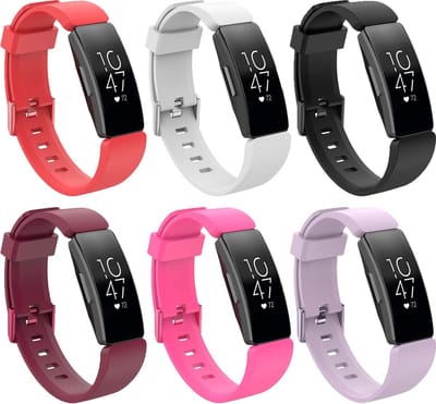 KELERINO. Siliconen bandje geschikt voor Fitbit Inspire (HR) - 6-pack - Lente - Large
