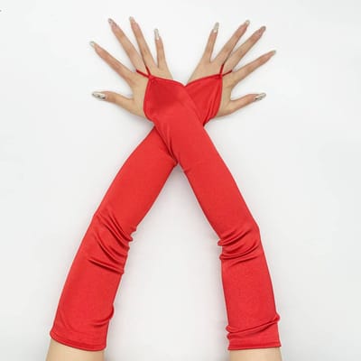 Vingerhandschoenen – Dames – Armwarmers – Lange Handschoenen Zonder Vingers – Rood – Stretch – One Size – Carnaval – Festival – Dans – Theater – Cosplay