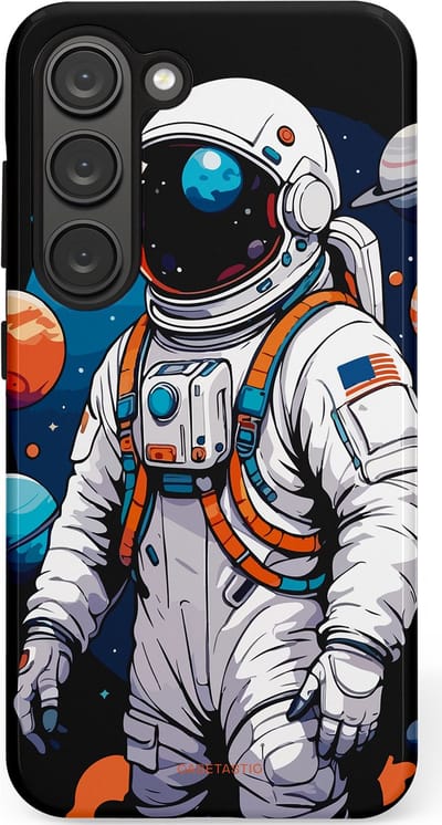 Casetastic Hoesje Geschikt voor Samsung S23 - Stijlvolle Beschermende Duo-layer Case - Astronaut in space